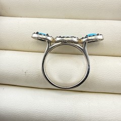 JTV Ring Turquoise Sterling Silver 925 size 8 Designer Halo East West Modern