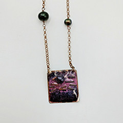 925 Station Peacock Pearl Necklace 24in Sterling Silver 12gtw Artisan Enamel