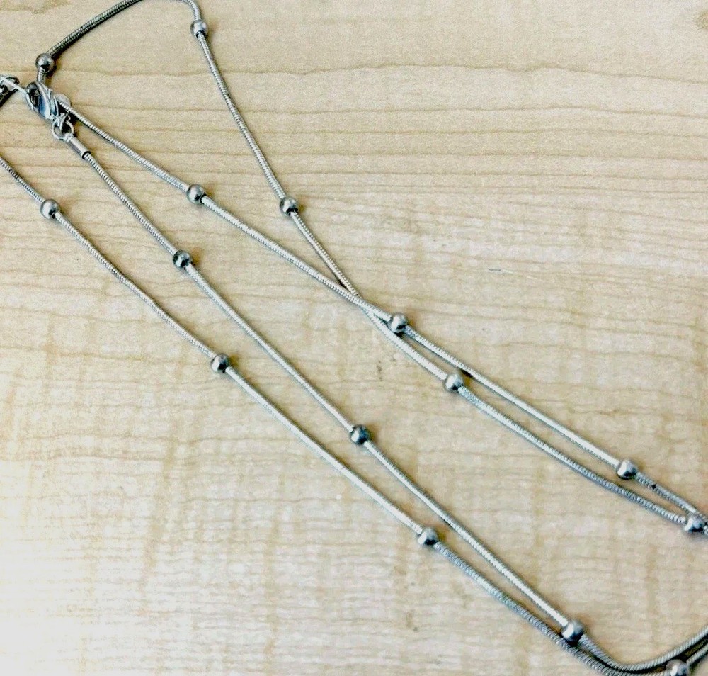 Vintage Premier Designs Necklace/ 30 In Length/ Silver Tone/ Stations
