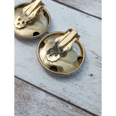Vintage Clip On Earrings – Gold Tone Just Under 1 & 1/8″ – Marks & Loose Clip