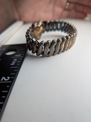VTG WWII 1940s LaMode Sweetheart Heart Expansion Bracelet Precious Metal Petina