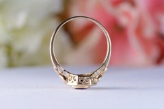 Art Deco Amethyst & Emerald Lab Created Diamond Wedding Ring 14K Yellow Gold FN