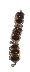Vintage mid century Glass Oval Link & aurora borealis crystal bracelet Juliana