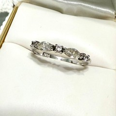 Vintage 925 Women’s Marquise Moissanite Band Half Eternity Stacking Ring 8.75