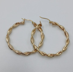VTG 925 FAS Hoop Earrings 1.25in Sterling Silver 5g Gold Vermeil Twisted Round
