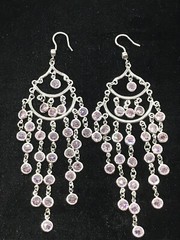 Vintage 925 Sterling Silver Pink Topaz Cubic Zirconia Earrings Stunning!