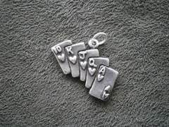 Sunwest Royal Flush Hearts Playing Cards Vtg Sterling Silver Charm Pendant 3.6g