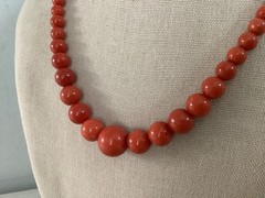 Antique genuine red coral graduated bead necklace 21 in 43.84g