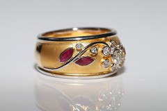 Vintage Style Flower Leafy Vine Band 2 Ct Lab Created Ruby 14k Yellow Gold Over