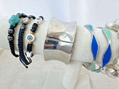Fun Acrylic Enamel texture Bracelets 1980s 1990s Jewelry Lot boho hippie bangles