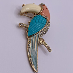 Vintage Bird Brooch Parrot Figural Animal Rhinestone Multicolor Retro Costume