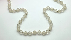 Vintage Lucite Bead Necklace Clear Milk Faceted 25 Inch Spring Ring Clasp