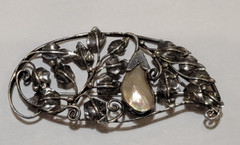 Antique Natural Baroque Pearl Hand Made Sterling Silver Fruit Vine Ivy Brooch