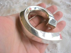 HUGE BOLD OVERSIZED SWIRL CIRCLE PIN MEXICO 925 STERLING SILVER STUDIO PIECE