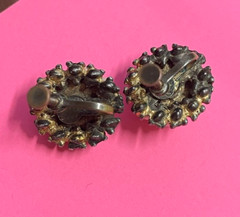 VTG Earrings Simulated Amethyst Brilliant Cut Faux Pearl Screw Back Renaissance
