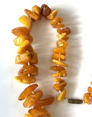 Vintage 80s Baltic Amber Necklace 10” Egg Yolk Honey Amber Nuggets Drop Pendant