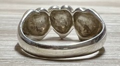 Vintage Handmade Sterling Silver Triple Heart Band Ring, Size 5.75, 3.2g