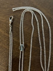 Antique Victorian Gold Filled Watch Chain Necklace Ruby Seed Pearl Slide Estate