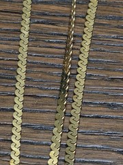 Vintage Napier Triple Strand Serpentine Gold Tone Necklace Fold Over Clasp