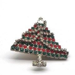 Stunning Vintage Christmas Tree Brooch pin MCM Estate Jewelry Holiday