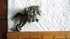 Vintage Antique BROOCH, PIN Sterling Silver Flower 3-1/8″