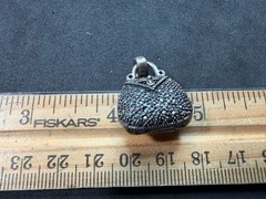 6.83g Vintage Sterling Silver 925 Locket Purse Shape Pendant Sparkling Beaded M