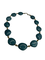 Vintage Teal S colored Chunky Necklace Jewelry Costume 21 in length Swirls