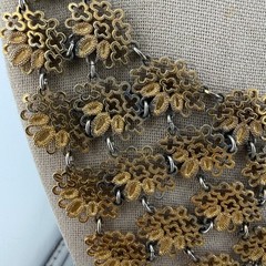 Vintage Monet Bib Necklace Runway Cleopatra Gold Tone Signed 17”