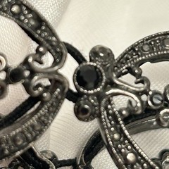 Monet link bracelet black crystal filigree marcasite Victorian Gothic glam art