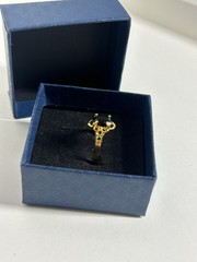 Vintage Black Cubic Zirconia Ring Gold Plated Womens Size 6.5