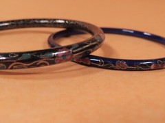 Vintage Gold Tone Cloisonne Colorful Flower Design Clip on Earrings & Bracelets