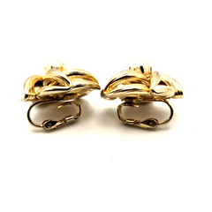 Vintage Estate Clip-On Glam Retro Earrings Faux-Pearl Gold/Silver Tone 1970-90s
