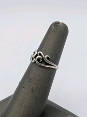 Wheeler Mfg Co. Vintage Sterling Silver Swirl Water Waves Split Shank 925 Ring