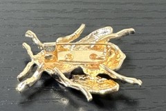 Vintage Gold Tone And Enamel Purple & Yellow Bumblebee Pin Brooch 1.5 In Long