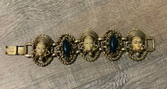 Vintage Selro Selini blackamoor Asian princess Bracelet 7.5”
