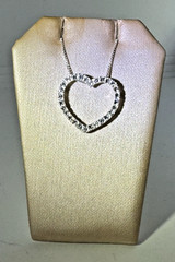 Vintage NOS Open Heart CZ Slide Pendant Necklace 18″ Box Chain