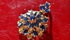 14k yellow gold pendant 4.00ct ceylon sapphire charm handmade 1920s antique 3.2g