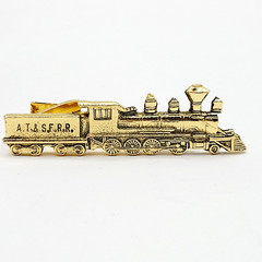 Train AT SF RR Atchison Topeka and Santa Fe Railway Gold Tone Vintage Tie Clasp