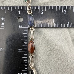 Vintage Taxco 950 Silver Bracelet Polished Stone 7”