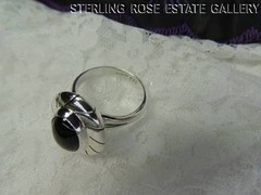 ONYX high domed STERLING SILVER 0.925 ESTATE COCKTAIL BAND RING size 10