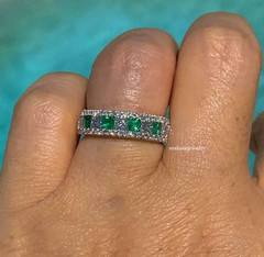 3Ct Art Deco style Lab Created Diamond Emerald Engagement 14K White Gold FN Ring