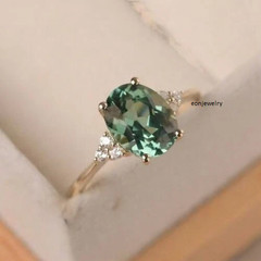 Lab Created Alexandrite 2Ct Oval Cut Solitaire Wedding Ring 14K Yellow Gold Over