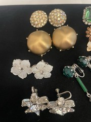 VTG EARRING LOT CLIP PIERCED Lucite Glass Rhinestones 1Pair Sterling Back SEE#15