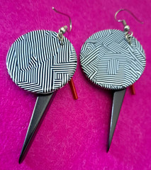 Vintage Modern Lucite Geometric Earrings Layered Lucite Abstract Mod Earrings