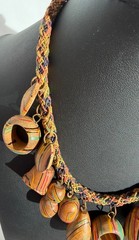 Miriam Haskell Style Vintage Painted Wood Dangles’ Necklace