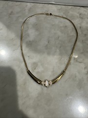 Vintage Avon Fireglow Faux Opal Rhinestone Chain Necklace 19”