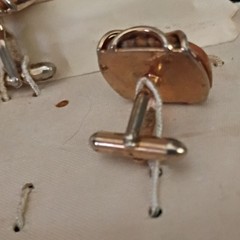 Speidel Vintage Brown Marbled Stone Bullet Back Cufflinks Silver Tone