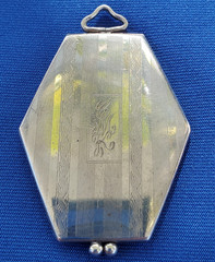 ORIGINAL Antique Deco STERLING SILVER 925 Pendant Vintage Hexagon Lozenge Locket