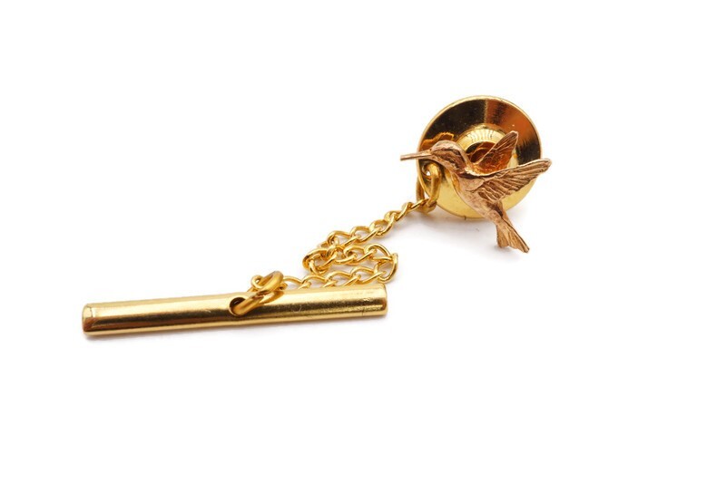 Vintage 14k Rose Gold Hummingbird Pin