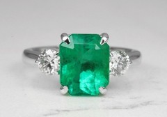 Art Deco Antique 3.50 Ct Natural Green Emerald Vintage Wedding Ring 925 Silver